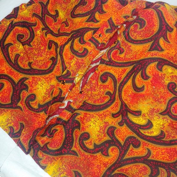 Vintage 70s Handmade Pillow Shams Set of 3 Orange Red Swirl Tassel Standard Size - Picture 15 of 16